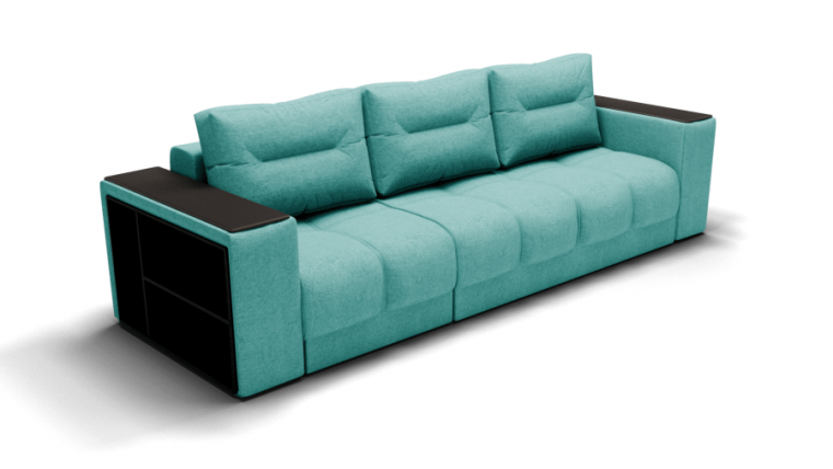 Диван Барон- 2 трансформер угловой (ЗР) Цвет фасада: Бирюзовый; Тип: Прямой; Материал фасада: Металл/Велюр_0