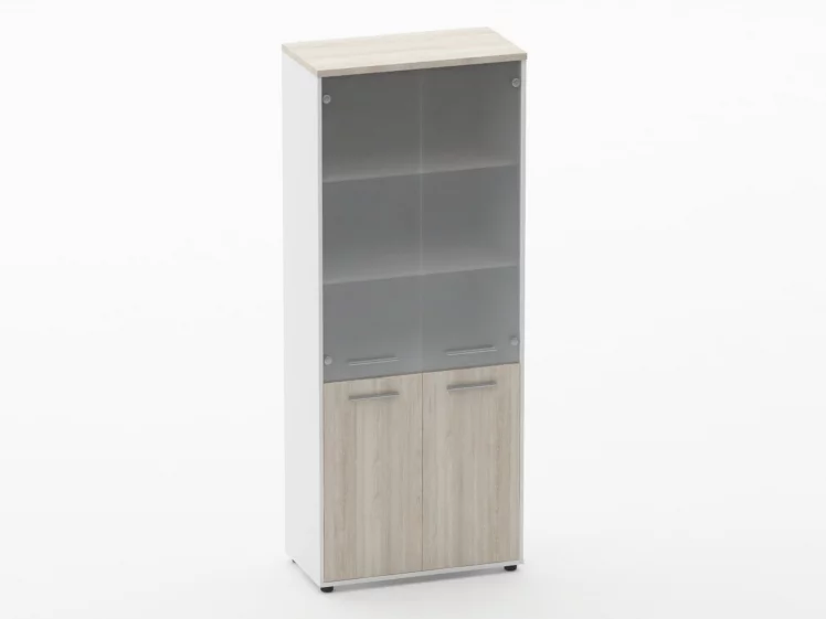 Шкаф 4 широкий верх стеклянные двери, низ закрытый Дека 10.19.171 Туя/Белый / Deka_0