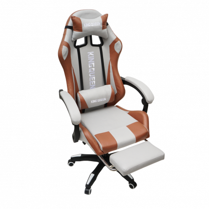 Кресло 907 КИНГКУЕЕН, замша, цвет светло-серый с массажем, арт 907-ЛГрей / KINGQUEEN, 907-LGrey_4