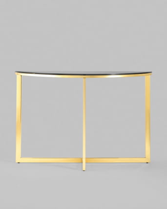 Консоль полукруглая АЛЬБА 115кс30 Золото (стекло черное) / 115x30_2