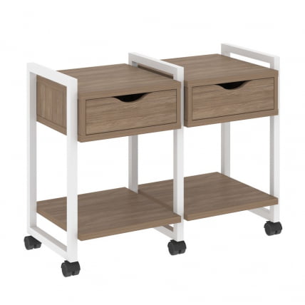 Тумба на колесных опорах наборная. Вариант №1 ЛОФТ ВР.Л-ТН-1.К Металл белый Дуб Аризона / LOFT VR.L-TN-1.K_0