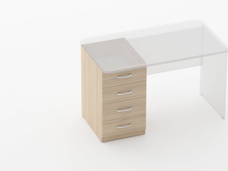 Тумба встраиваемая в стол на 4 ящика Глассй 3.12.10 Дуб молочный / Glassy_1