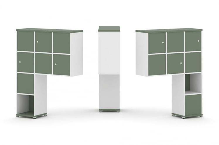 Надставка на стол высокая двухсторонняя + задняя стенка (8 шт.) + распашной фасад (6 шт.) CОНCЕПТ CН.ДНВ-002 Кобо Белый бриллиант Белый металл / CONCEPT CN.DNV-002_0