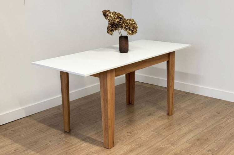 Стол обеденный раздвижной Цезарь белое дерево/дуб крафт золотой_5