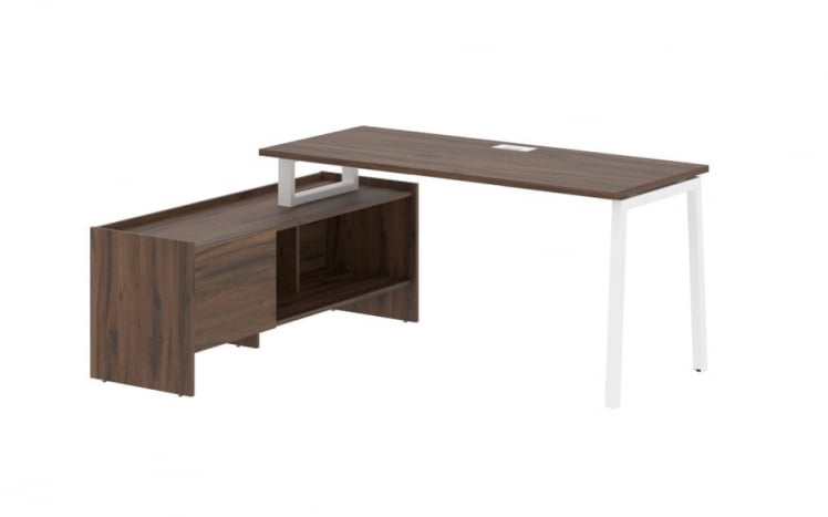 Стол с тумбой ЕДИС ЕЛCТ 17614 Дуб Денвер темный Белый / EDIS ELCT_0