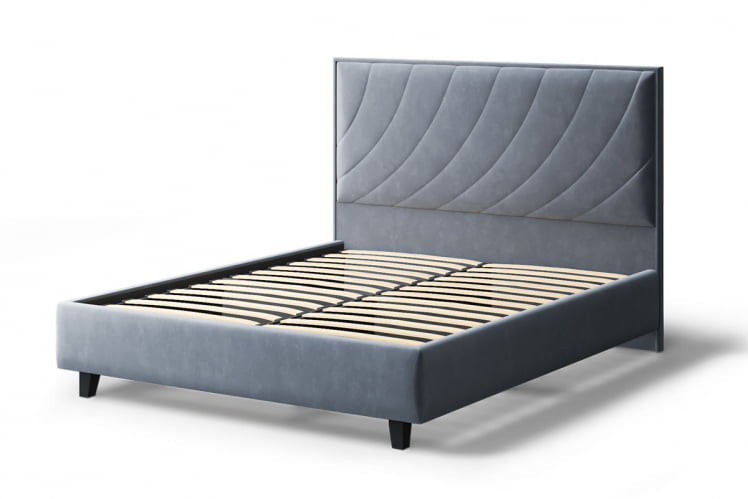 Кровать СОФИЯ 2000*1600мм (на опорах), велюр Бренди лайт 28 (серый), (б/основания, б/матраса)_1