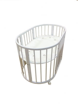 Кровать-трансформер с двумя матрасами и маятником Меррй Хаппй Мини матовая Белая (3 в 1) / Merry Happy Mini_0