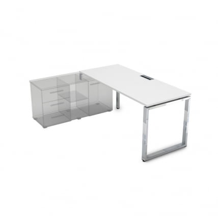 Стол рабочий, прямолинейный три опоры, левый ГЛОСС ЛИНЕ НСТЛ-О.995 Белый Премиум / GLOSS LINE_0