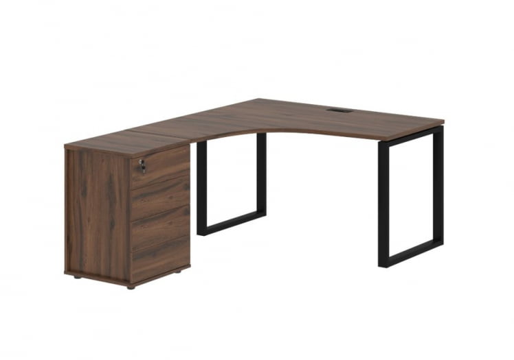 Стол эргономичный с тумбой левый ЕДИС ЕКCЕТ 1318 Л Дуб Денвер темный Черный / EDIS EQCET L_0