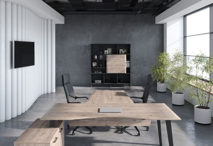 Кабинет руководителя ДЖАЙ №2 Дуб Каньон Антрацит / JAY_0