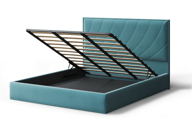 Кровать СОФИЯ 2000*1200мм (без опор), велюр НЕО 22 (бирюзовый), (б/основания, б/матраса) / NEO_2
