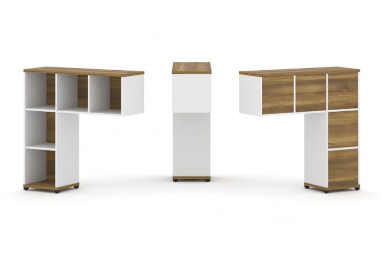 Надставка на стол низкая односторонняя + задняя стенка 5шт. CОНCЕПТ CН.ОНН-001 Сандал Янтарный Белый бриллиант Черный металл / CONCEPT CN.ONN-001_0