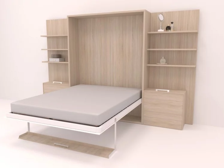 Кровать-трансформер Смарт 1 откидная с полками К 1600 Ясень шимо темный_1