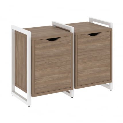 Тумба на регулируемых опорах наборная. Вариант №2 ЛОФТ ВР.Л-ТН-2.О Металл белый Дуб Аризона / LOFT VR.L-TN-2.O_0