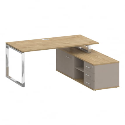 Стол руководителя с опорной греденцией, правый СХИФТ СК.СРГ-180 (Р) Тиквуд Светлый/Капучино / SHIFT SK.SRG-180 (R)_0