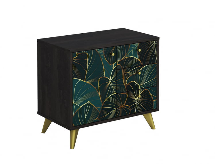 Комод Фьюжн КМ-002 АРТ Угольный камень/ТРОПИCАЛ / камень/TROPICAL_0