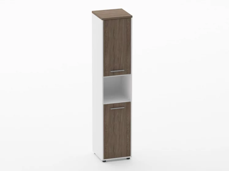 Шкаф 4 узкий закрытый, с нишей Дека 10.19.12Пр Дуб Верцаска/Белый / Deka_0