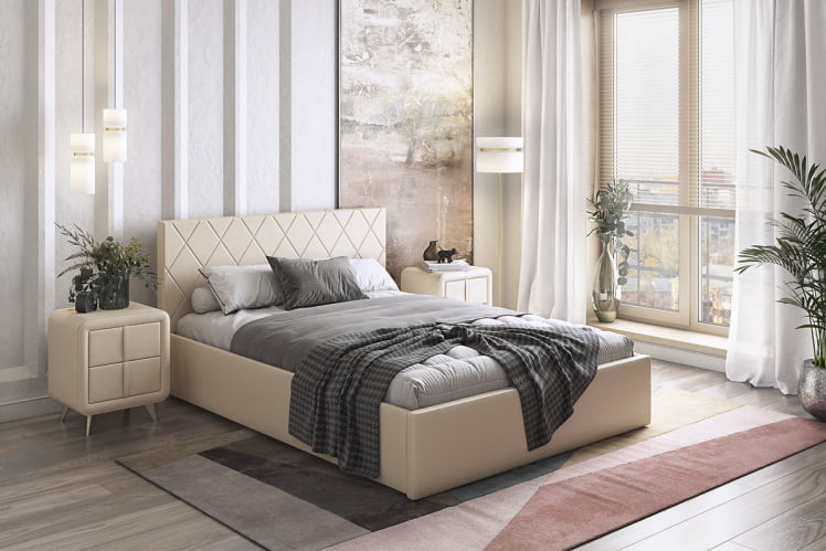 Тумба прикроватная Софи ТМ-001.1 крем (экокожа) / TM-001.1_1