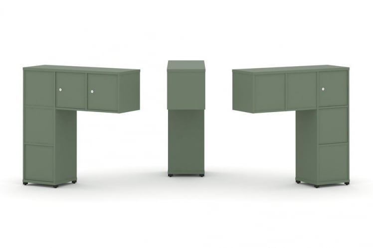 Надставка на стол низкая двухсторонняя + задняя стенка (5 шт.) + блок с 1-м ящиком (2 шт.) + распашной фасад (3 шт.) CОНCЕПТ CН.ДНН-006 Кобо Черный металл / CONCEPT CN.DNN-006_0