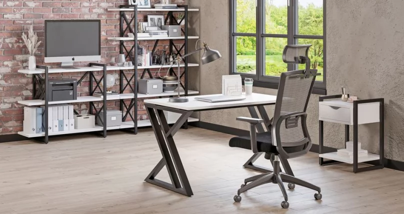 Стеллаж на регулируемых опорах - 5 полок ЛОФТ ВР.Л-МСТ.О-5.4В Металл черный Белый Бриллиант / LOFT VR.L-MST.O-5.4V_1