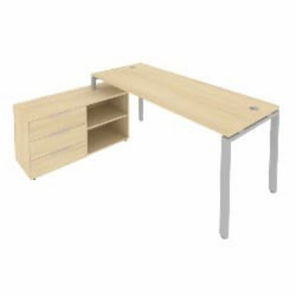 Рабочая станция на П-образном м/к с опорной тумбой левая Метал Сйстем БП.РС-СТС-2.5 Л Акация/Серый / Metal System_0