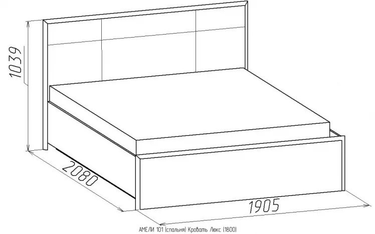 Кровать Люкс 1800 АМЕЛИ 101 с основанием дерево (венге)_1