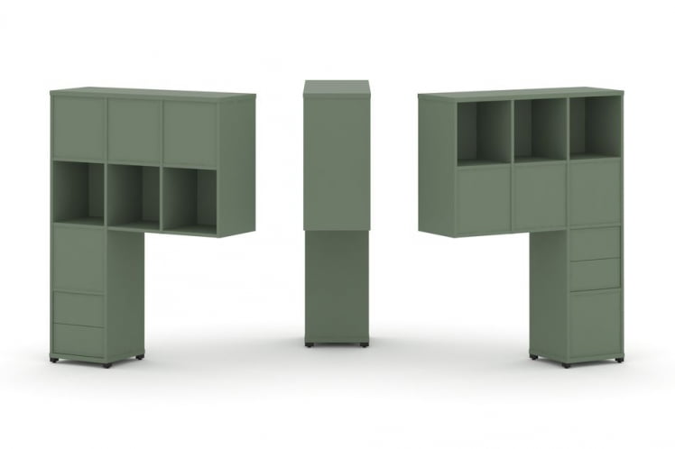 Надставка на стол высокая двухсторонняя + задняя стенка (8 шт.) + блок с 2-мя ящиками (2 шт.) CОНCЕПТ CН.ДНВ-006 Кобо Черный металл / CONCEPT CN.DNV-006_0