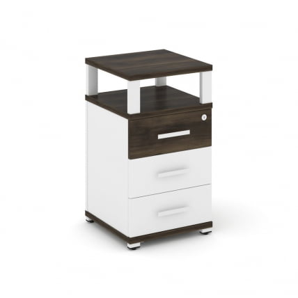 Тумба приставная с 3-мя ящиками и надставкой CОНCЕПТ CН.ТУП-003 Б/В Дуб Мали Белый бриллиант Белый / CONCEPT CN.TUP-003 B/W_0