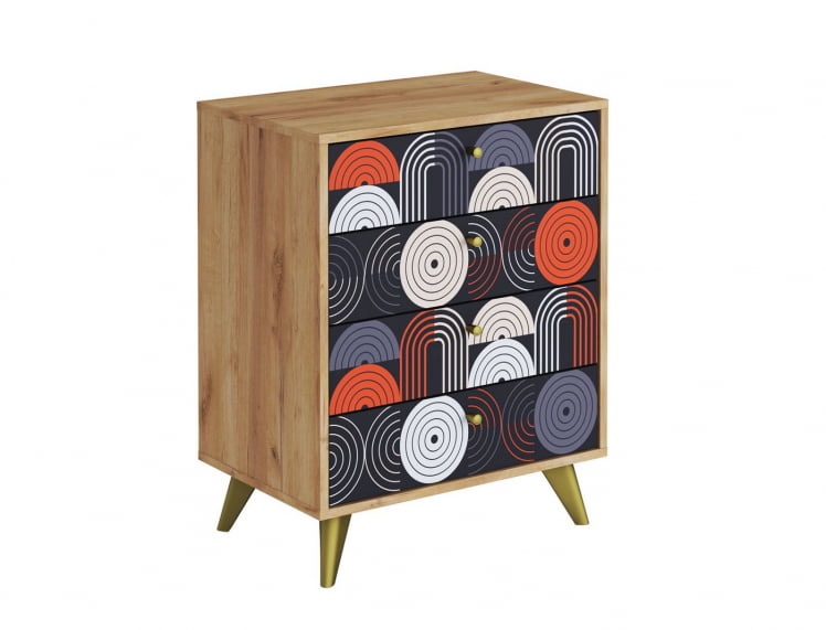 Комод Фьюжн КМ-001 дуб крафт золотой/ВИНИЛ / золотой/VINIL_0