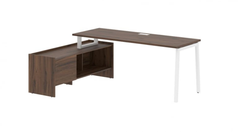 Стол с тумбой ЕДИС ЕЛCТ 19614 Дуб Денвер темный Белый / EDIS ELCT_0