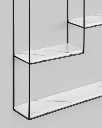Полка Скуаре черная Белый мрамор / Square_5