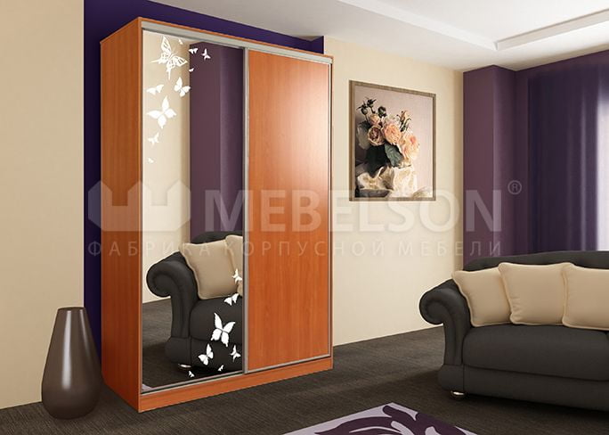 Шкаф-купе Гранд 1-600 бабочки Вишня оксфорд_2