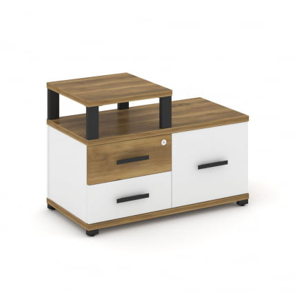 Тумба приставная сервисная с надставкой узкой CОНCЕПТ CН.ТСР-002 Б/В Сандал Янтарный Белый бриллиант Черный / CONCEPT CN.TSR-002 B/W_0