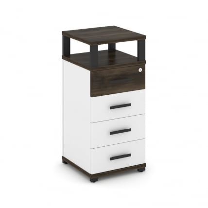 Тумба приставная с 4-мя ящиками и надставкой CОНCЕПТ CН.ТУО-003 Б/В Дуб Мали Белый бриллиант Черный / CONCEPT CN.TUO-003 B/W_0