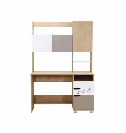 Стол письменный с надстройкой Хаски 12 Дуб Ирландский Мокко Белый_1