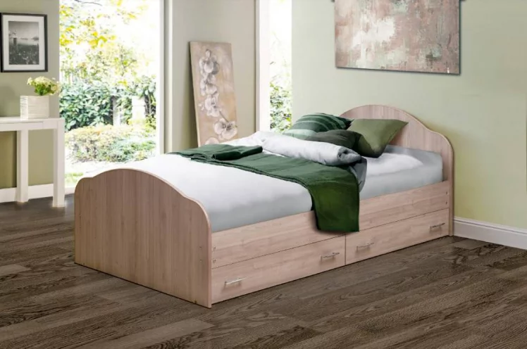 Кровать с ящиками на уголках №1 ЛДСП 1400*2000 Ясень Шимо темный_0