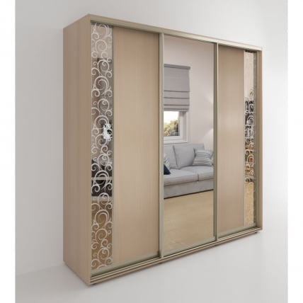 Шкаф-купе 3-х дверный Акцент-Вера ДС 2100х600  Дуб молочный_0