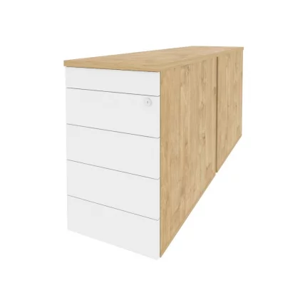 Тумба двойная приставная / опорная (ТИП-ОН) ОНИКС О.ТПО-2.8 ТИП Тиквуд Светлый/Белый / (TIP-ON) ONIX O.TPO-2.8 TIP_0