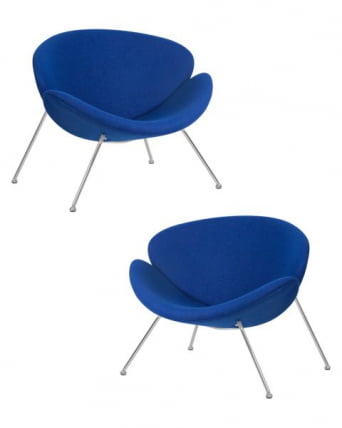 Кресло дизайнерское ДОБРИН ЕМИЛЙ (синяя ткань АФ6, хромированная сталь) 2 шт / DOBRIN EMILY AF6,_0