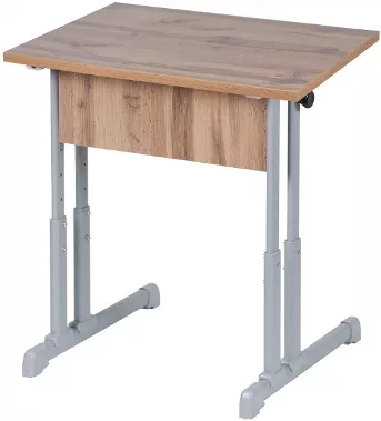 Парта одноместная прямые углы (рост 3-7) Серый/Металл Серый_0