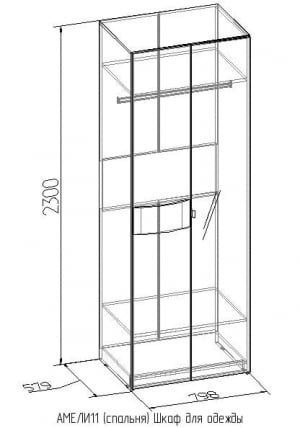 Шкаф для одежды АМЕЛИ 11 Венге (спальня)_1