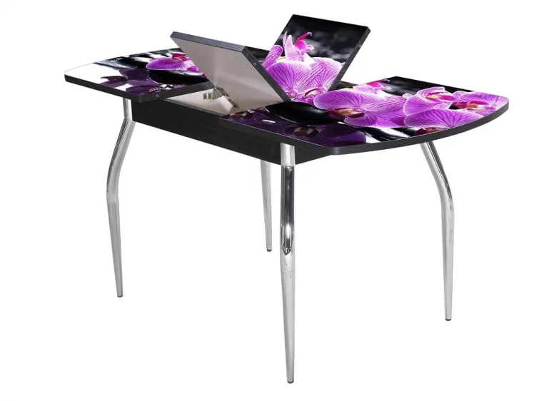 Стол раздвижной 1,55 Грация 2, СТЕКЛО, опоры изогнутые ХРОМ, Беленый дуб/Р045 / дуб/R045_1