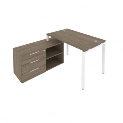 Рабочая станция на П-образном м/к с опорной тумбой левая Метал Сйстем Б.РС-СТС-2.2 Л Вяз/Белый / Metal System_0