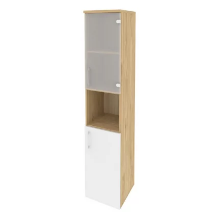 Шкаф высокий узкий правый ОНИКС О.СУ-1.4(Р) Тиквуд Светлый/Белый / ONIX O.SU-1.4(R)_0