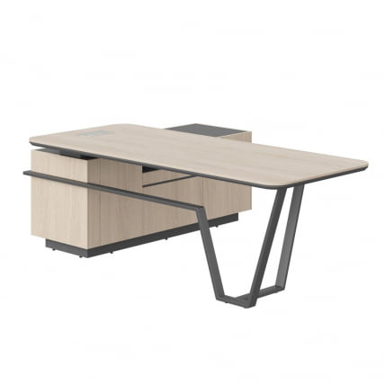 Стол руководителя правый Лине СФ-571201.1 Дуб светлый Черный графит / Line_1