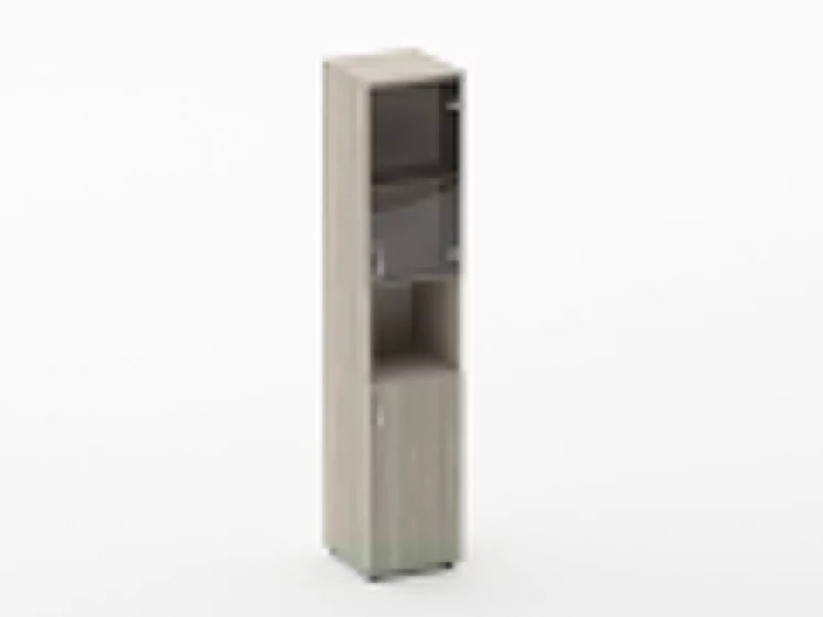 Шкаф высокий со стеклом и нишей Глассй 6.19.14Пр Дуб сантана светлый / Glassy_0