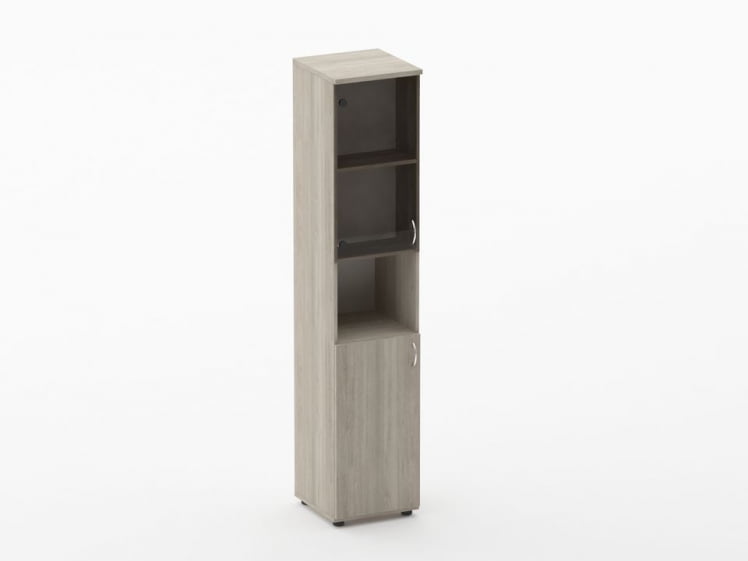 Шкаф высокий закрытый с нишей Твин 16.16.15Л Дуб Сантана светлый / Twin_0