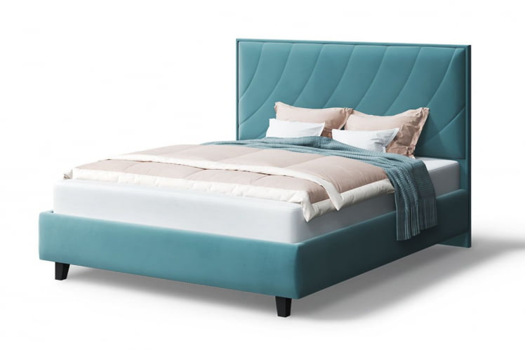 Кровать СОФИЯ 2000*1600мм (на опорах), велюр НЕО 22 (бирюзовый), (б/основания, б/матраса) / NEO_0