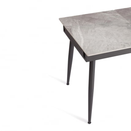 Стол обеденный Балморал / Балморал столешница керамика (глянцевая) / опоры металл, серый/черный, (120+40)х80х75 см / Balmoral_2