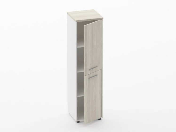 Шкаф 3 узкий закрытый, 2 двери Дека 10.16.12Пр Дуб Сантана светлый/Белый / Deka_1